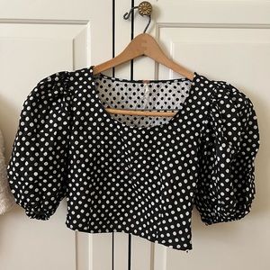 Free People Puff Sleeve polka dot blouse